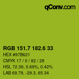 カラーコード: RGB 151.7 182.6 33 | qconv.com