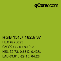 カラーコード: RGB 151.7 182.6 37 | qconv.com
