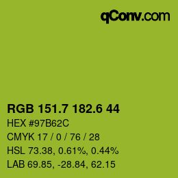 カラーコード: RGB 151.7 182.6 44 | qconv.com