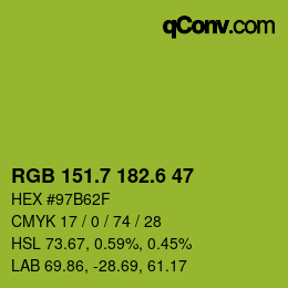 カラーコード: RGB 151.7 182.6 47 | qconv.com