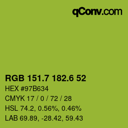 カラーコード: RGB 151.7 182.6 52 | qconv.com