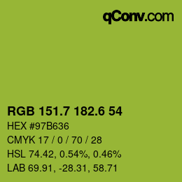 カラーコード: RGB 151.7 182.6 54 | qconv.com