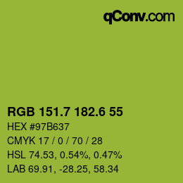 カラーコード: RGB 151.7 182.6 55 | qconv.com