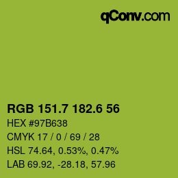 カラーコード: RGB 151.7 182.6 56 | qconv.com