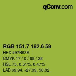 カラーコード: RGB 151.7 182.6 59 | qconv.com