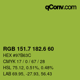 カラーコード: RGB 151.7 182.6 60 | qconv.com