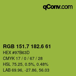 カラーコード: RGB 151.7 182.6 61 | qconv.com