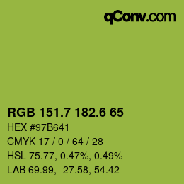 カラーコード: RGB 151.7 182.6 65 | qconv.com
