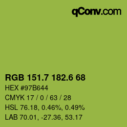 カラーコード: RGB 151.7 182.6 68 | qconv.com