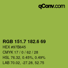 カラーコード: RGB 151.7 182.6 69 | qconv.com