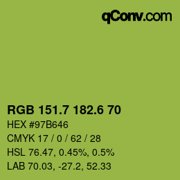 カラーコード: RGB 151.7 182.6 70 | qconv.com