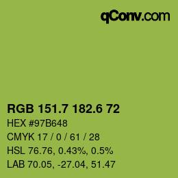 カラーコード: RGB 151.7 182.6 72 | qconv.com