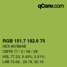 カラーコード: RGB 151.7 182.6 75 | qconv.com