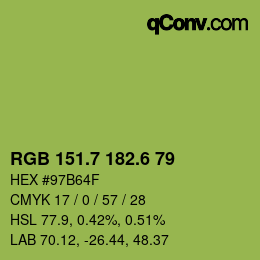 カラーコード: RGB 151.7 182.6 79 | qconv.com