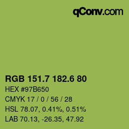 カラーコード: RGB 151.7 182.6 80 | qconv.com