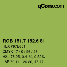カラーコード: RGB 151.7 182.6 81 | qconv.com