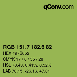 カラーコード: RGB 151.7 182.6 82 | qconv.com