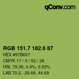 カラーコード: RGB 151.7 182.6 87 | qconv.com