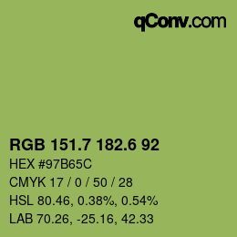 カラーコード: RGB 151.7 182.6 92 | qconv.com