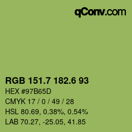 カラーコード: RGB 151.7 182.6 93 | qconv.com