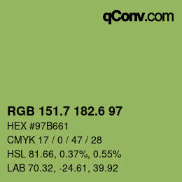 カラーコード: RGB 151.7 182.6 97 | qconv.com