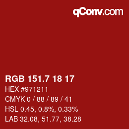カラーコード: RGB 151.7 18 17 | qconv.com