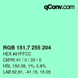 カラーコード: RGB 151.7 255 204 | qconv.com