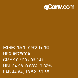 カラーコード: RGB 151.7 92.6 10 | qconv.com