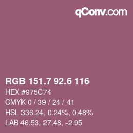 カラーコード: RGB 151.7 92.6 116 | qconv.com