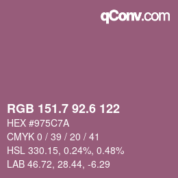 カラーコード: RGB 151.7 92.6 122 | qconv.com