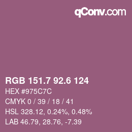 カラーコード: RGB 151.7 92.6 124 | qconv.com