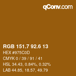 カラーコード: RGB 151.7 92.6 13 | qconv.com