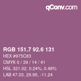 カラーコード: RGB 151.7 92.6 131 | qconv.com