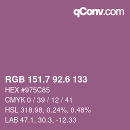 カラーコード: RGB 151.7 92.6 133 | qconv.com