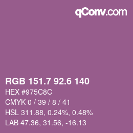 カラーコード: RGB 151.7 92.6 140 | qconv.com