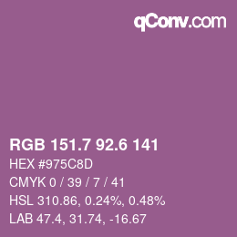 カラーコード: RGB 151.7 92.6 141 | qconv.com