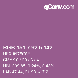 カラーコード: RGB 151.7 92.6 142 | qconv.com