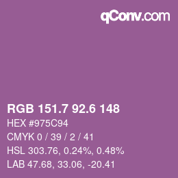 カラーコード: RGB 151.7 92.6 148 | qconv.com