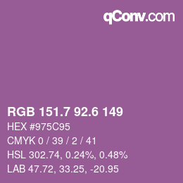 カラーコード: RGB 151.7 92.6 149 | qconv.com