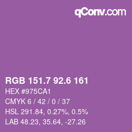 カラーコード: RGB 151.7 92.6 161 | qconv.com