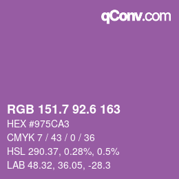 カラーコード: RGB 151.7 92.6 163 | qconv.com