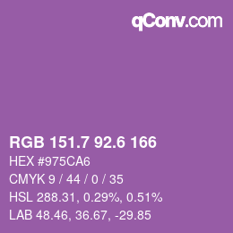 カラーコード: RGB 151.7 92.6 166 | qconv.com