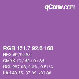 カラーコード: RGB 151.7 92.6 168 | qconv.com