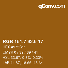 カラーコード: RGB 151.7 92.6 17 | qconv.com
