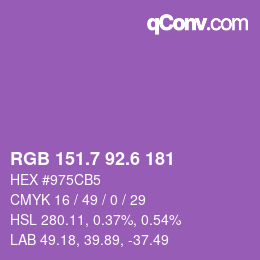 カラーコード: RGB 151.7 92.6 181 | qconv.com