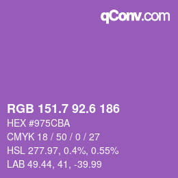 カラーコード: RGB 151.7 92.6 186 | qconv.com