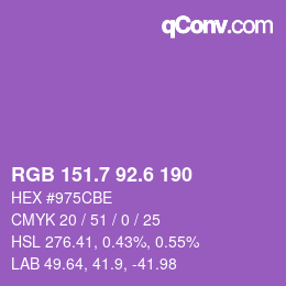 カラーコード: RGB 151.7 92.6 190 | qconv.com