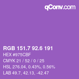 カラーコード: RGB 151.7 92.6 191 | qconv.com