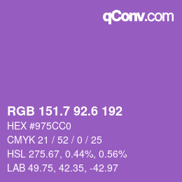 カラーコード: RGB 151.7 92.6 192 | qconv.com