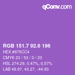 カラーコード: RGB 151.7 92.6 196 | qconv.com